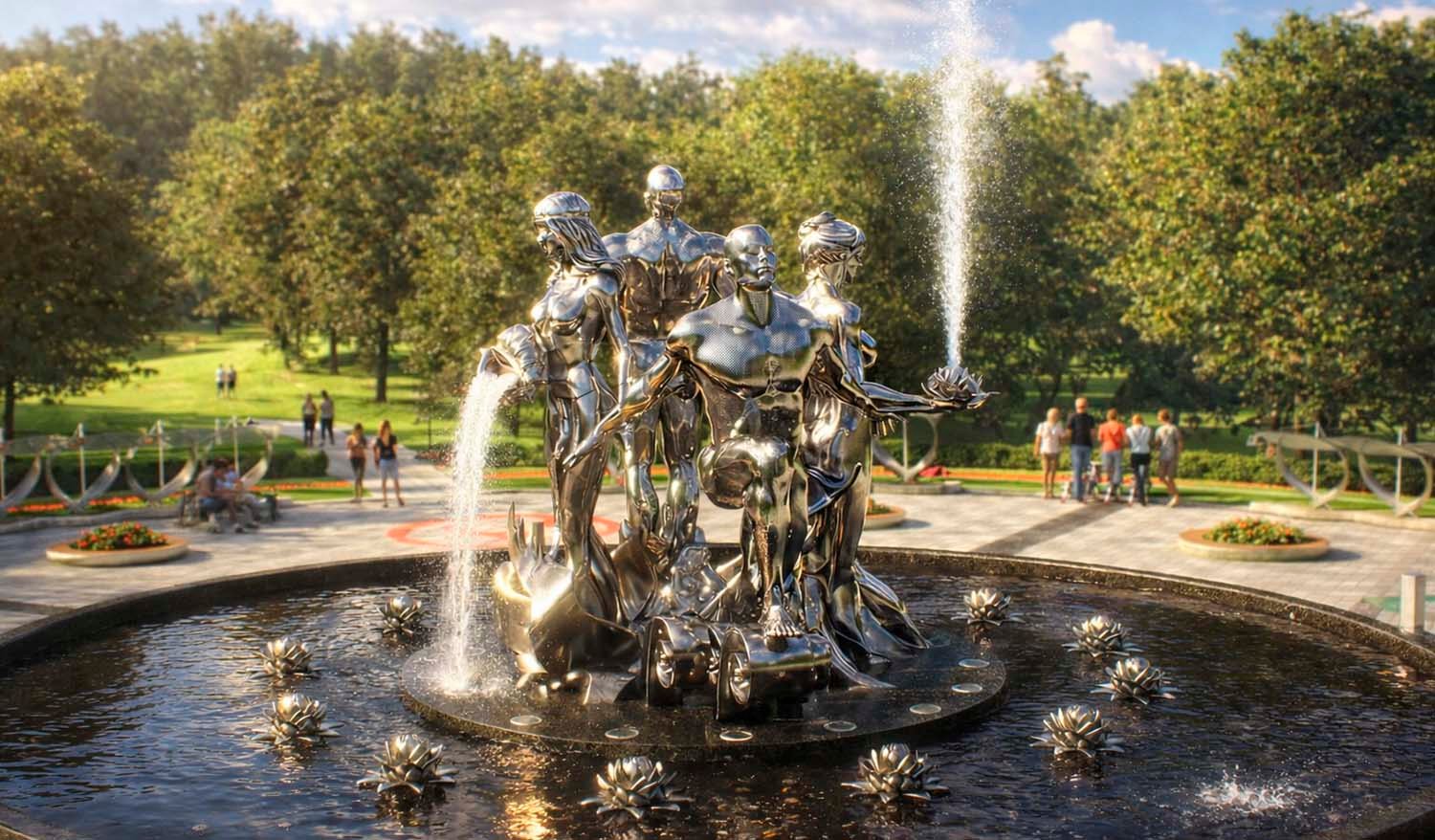 "Four elements" Interactive fountain/ Public art - Фото №3